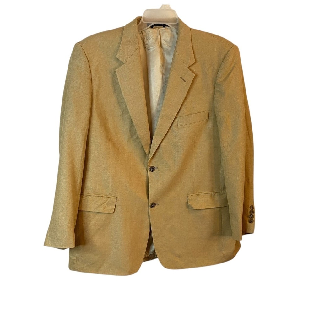 Oak Hill Sport Coat Mens 42R Beige Silk Linen Blend Blazer Two Button
